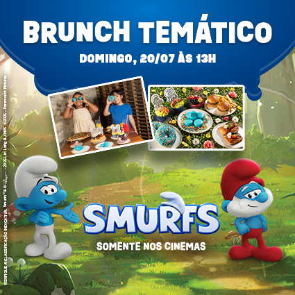 banner promocional brunch infatil temático dos smurfs no rio de janeiro